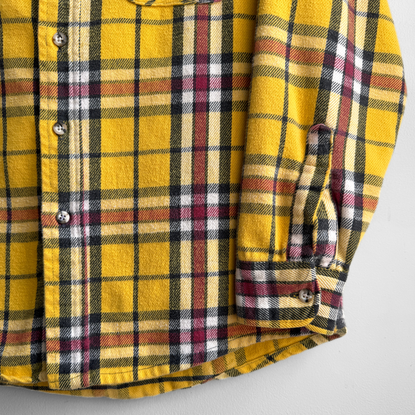 1980s Yellow & Red Plaid Flannel Shirt