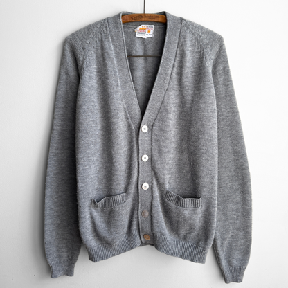 1970s Grey Acrylic Knit Cardigan