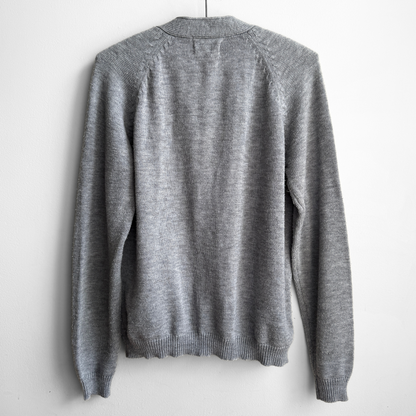 1970s Grey Acrylic Knit Cardigan
