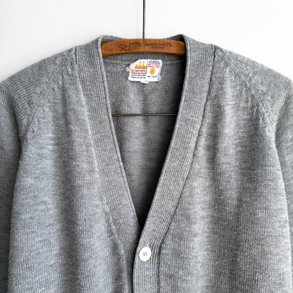 1970s Grey Acrylic Knit Cardigan
