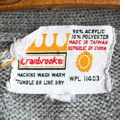 1970s Grey Acrylic Knit Cardigan