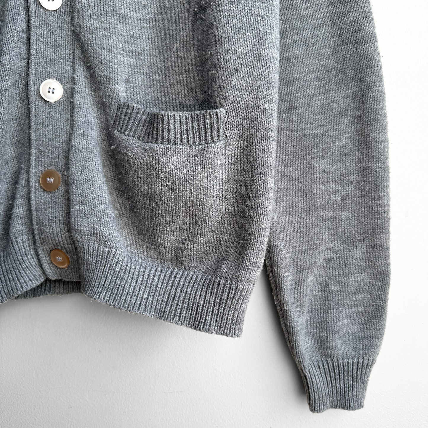 1970s Grey Acrylic Knit Cardigan