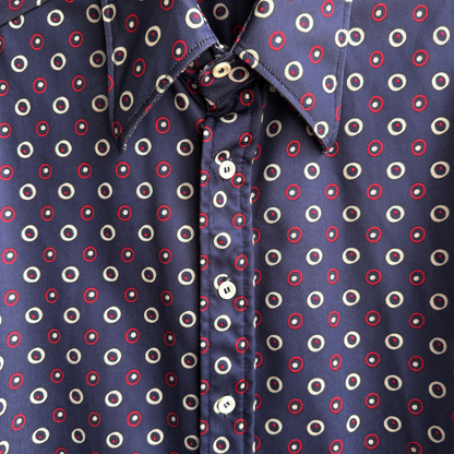 1970s Navy & Red Atomic Dot Print Shirt