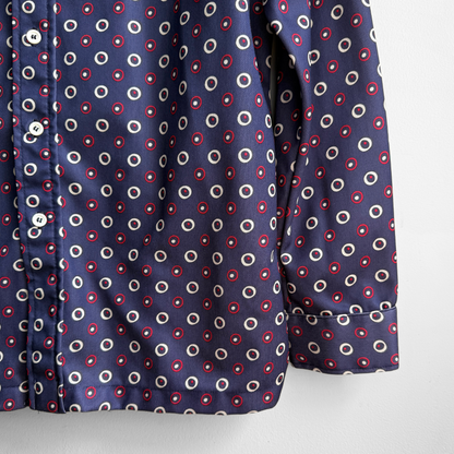 1970s Navy & Red Atomic Dot Print Shirt