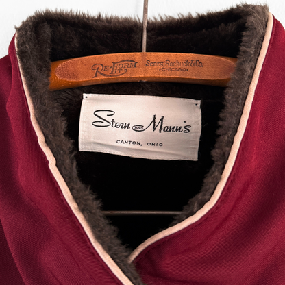 1960s Burgundy Red Sherpa Lined Overcoat