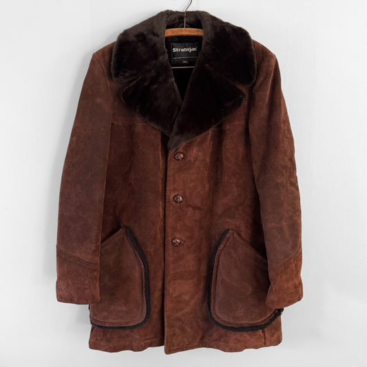 1970s Dark Brown Split Cowhide Leather Coat