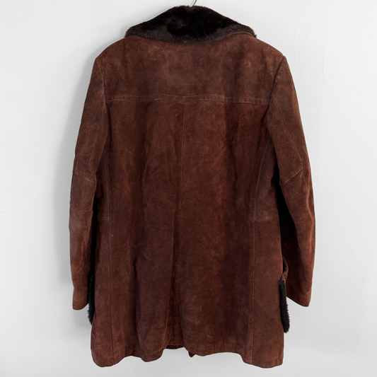 1970s Dark Brown Split Cowhide Leather Coat