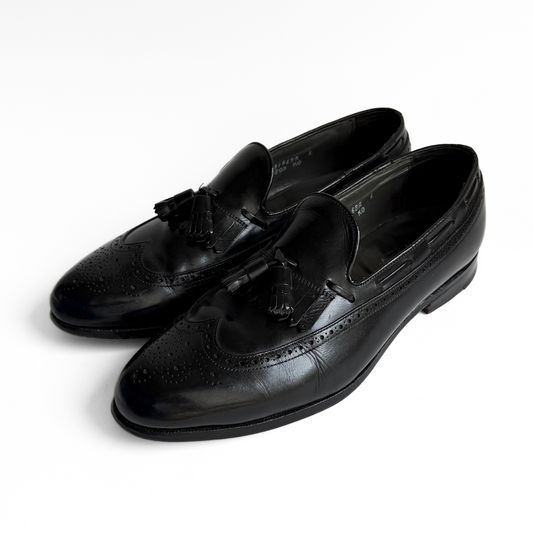 1970s Black Leather Tassel Loafers (10.5)