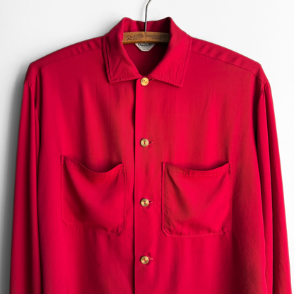 1950s Red & Gold Rayon Shirt