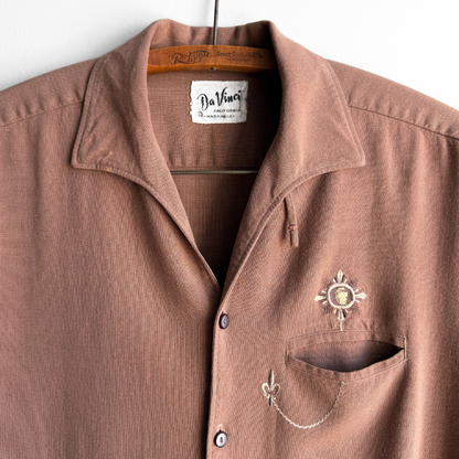 1960s Brown Rayon Loop Collar Shirt