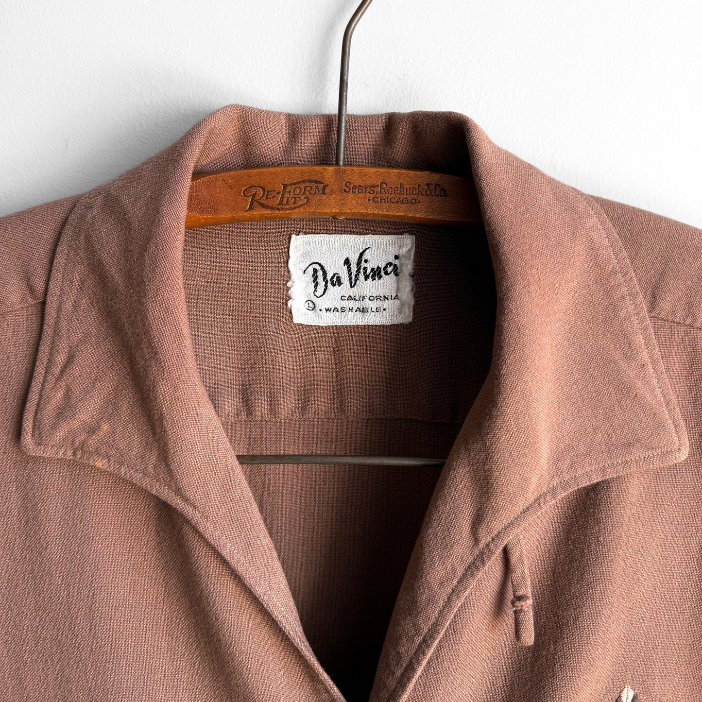1960s Brown Rayon Loop Collar Shirt