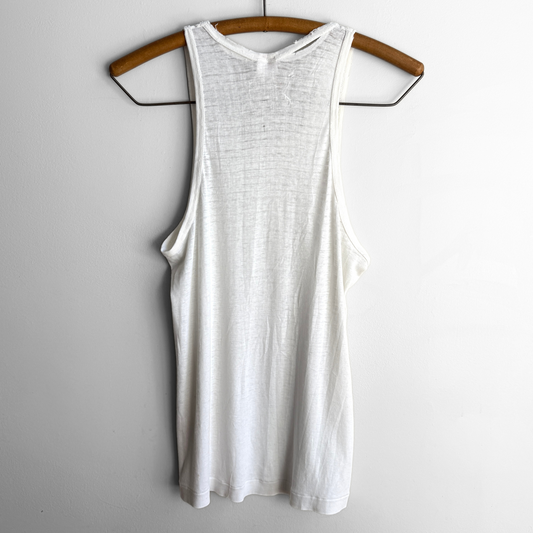1960s Distressed White Cotton Tank Top