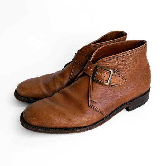 1970s Brown Leather Ankle Buckle Boots (10.5)