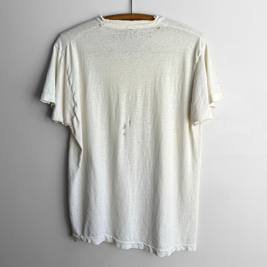 1980s Distressed Blank White Tee