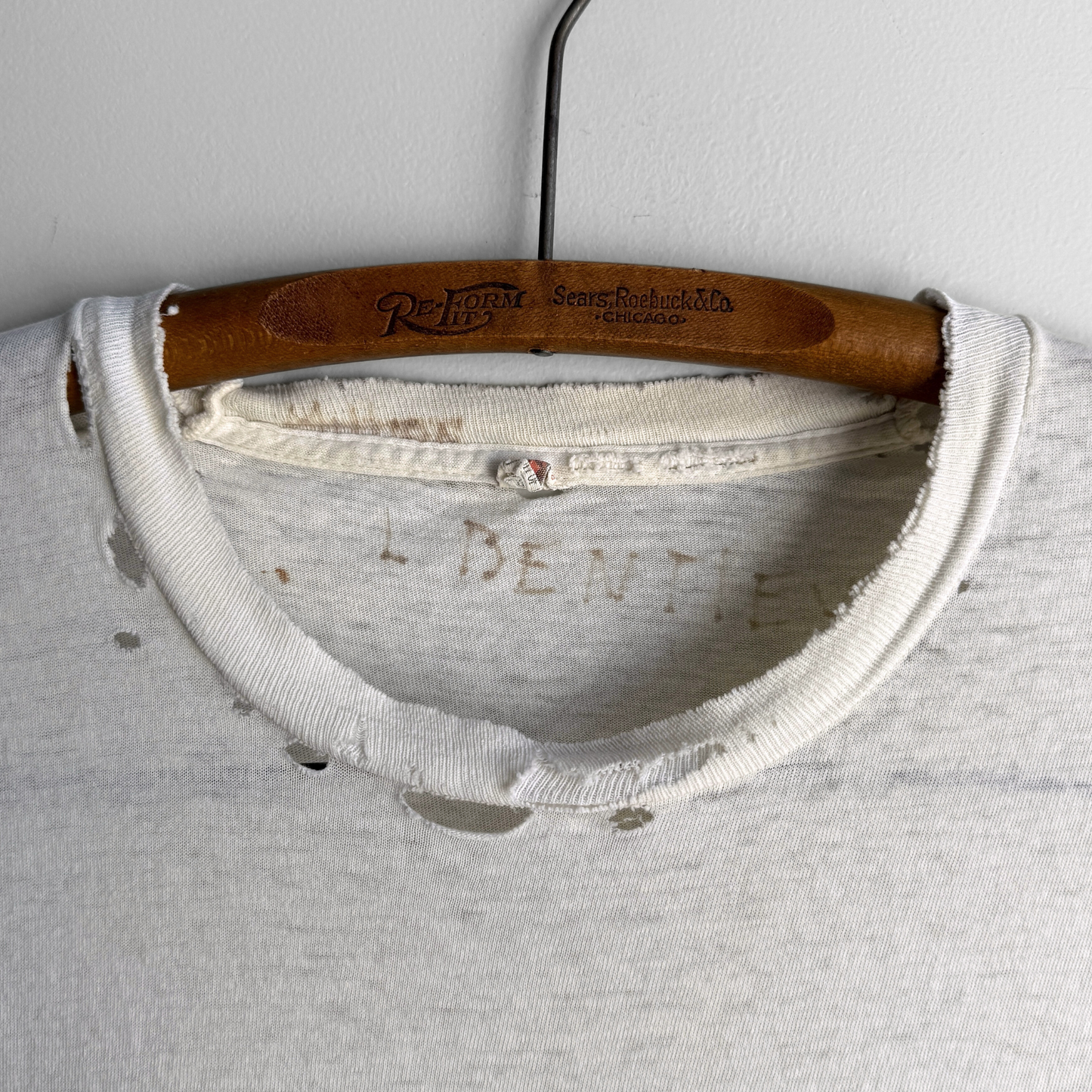 1980s Distressed Blank White Tee