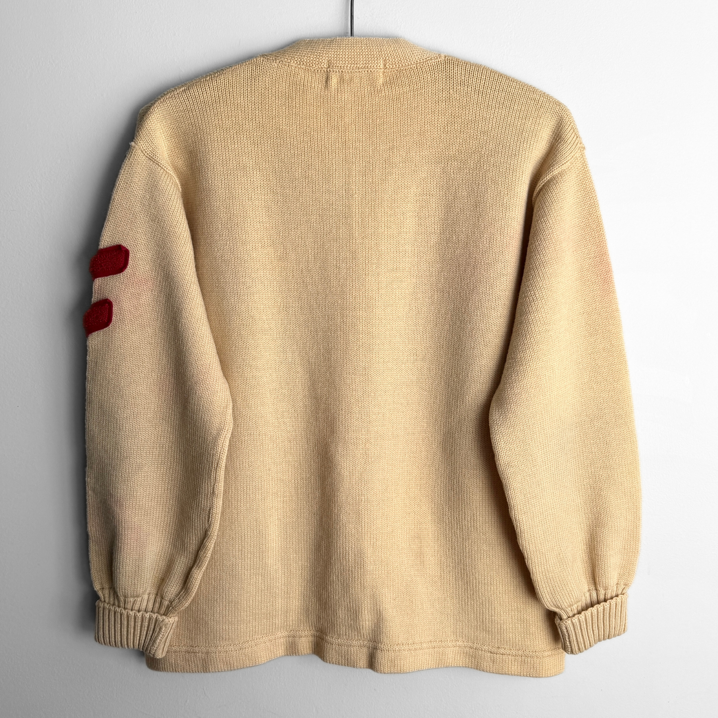 1950s Cream Chevron Wool Letterman Cardigan