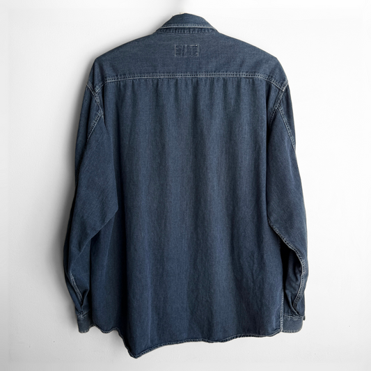 1990s Indigo Blue Denim Western Shirt
