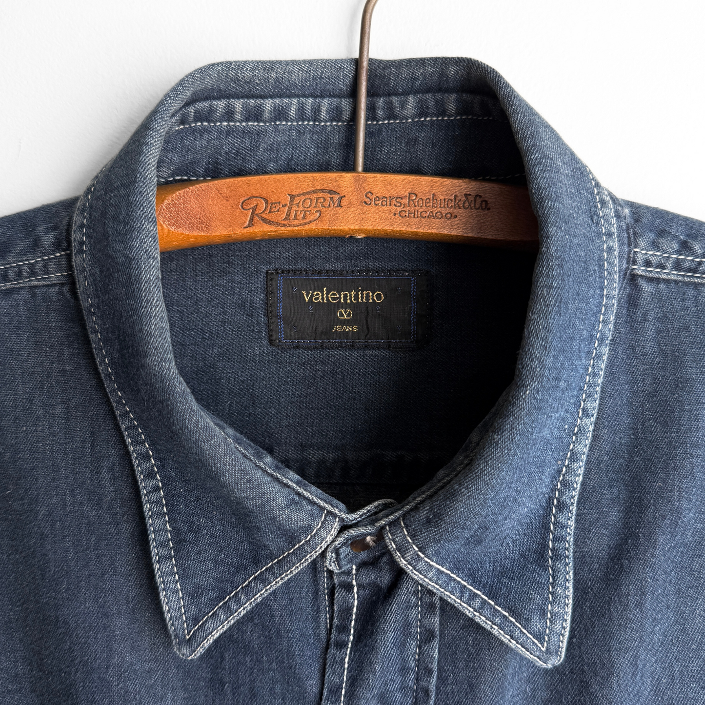 1990s Indigo Blue Denim Western Shirt