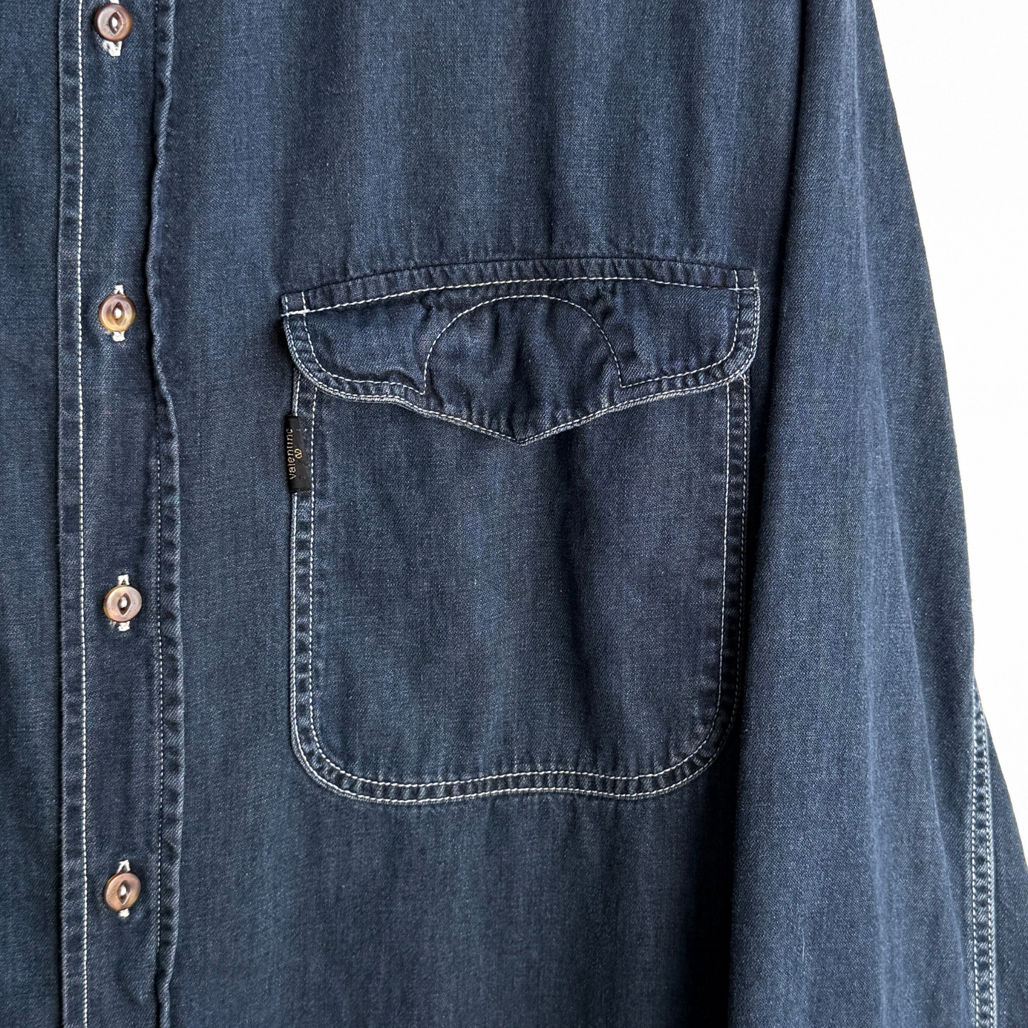1990s Indigo Blue Denim Western Shirt