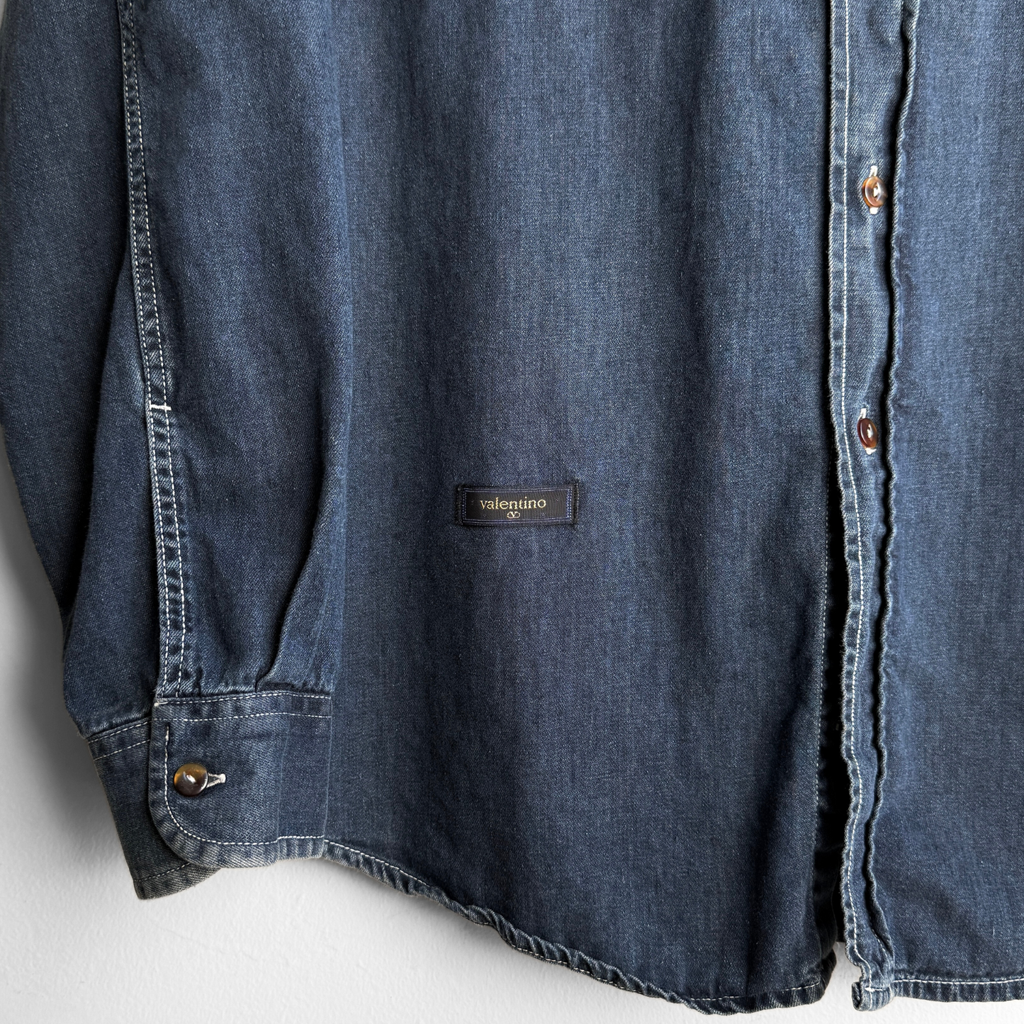 1990s Indigo Blue Denim Western Shirt