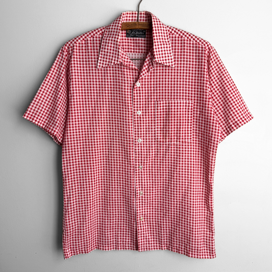 1970s Red & White Check Print Shirt