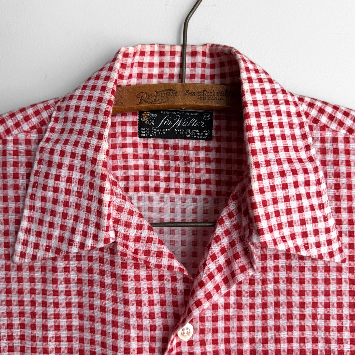 1970s Red & White Check Print Shirt