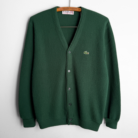 1970s Dark Green Acrylic Knit Cardigan