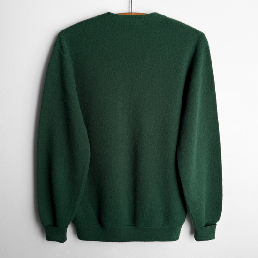 1970s Dark Green Acrylic Knit Cardigan