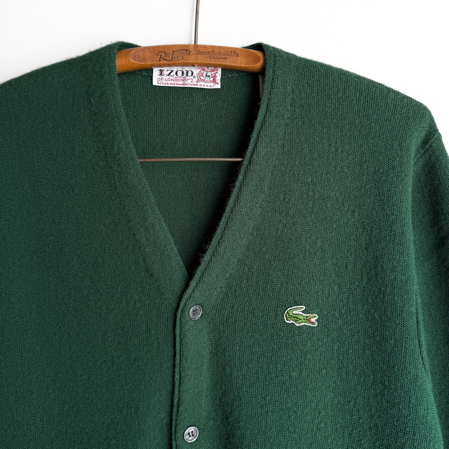 1970s Dark Green Acrylic Knit Cardigan