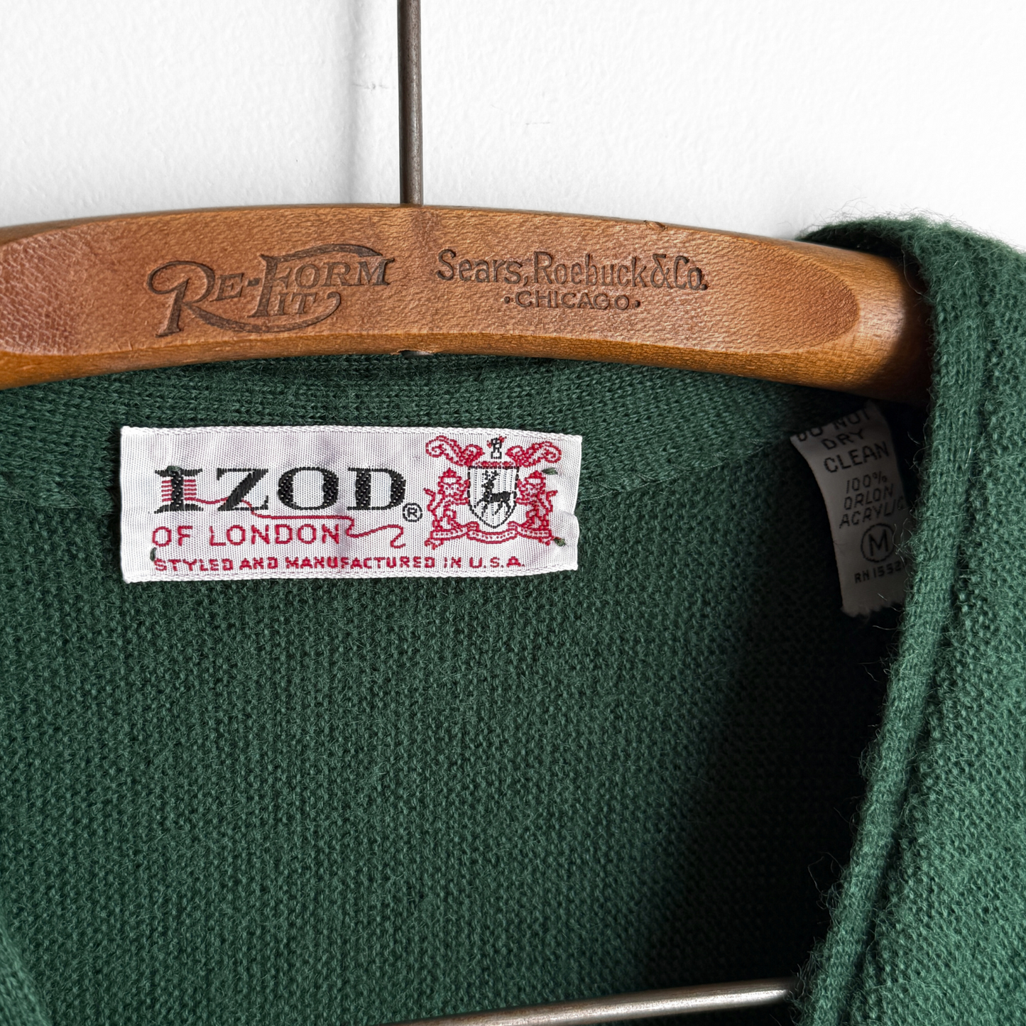 1970s Dark Green Acrylic Knit Cardigan