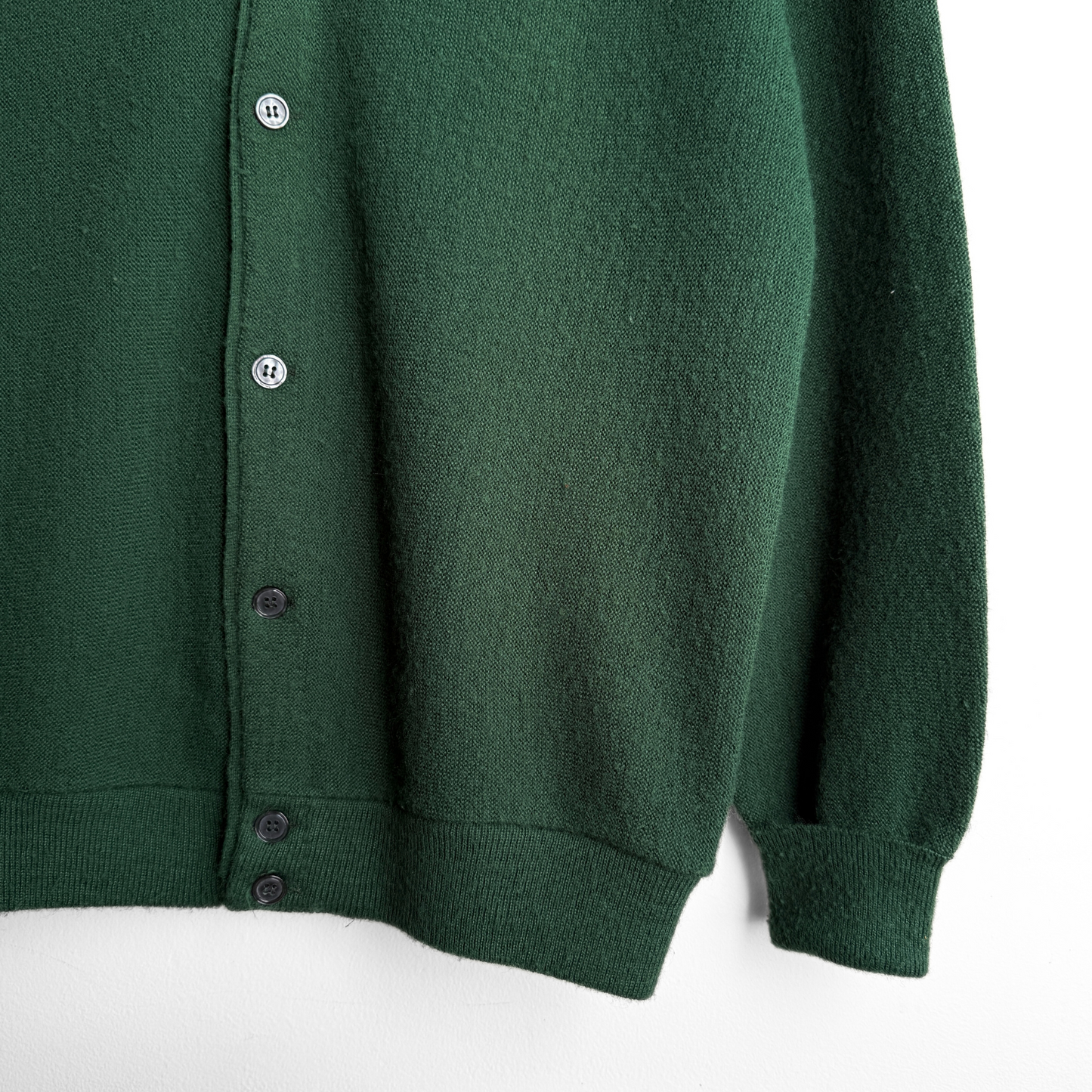 1970s Dark Green Acrylic Knit Cardigan
