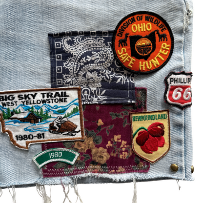 1990s Smiley Face Patchwork Jean Shorts (32)