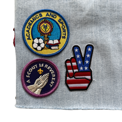 1990s Smiley Face Patchwork Jean Shorts (32)