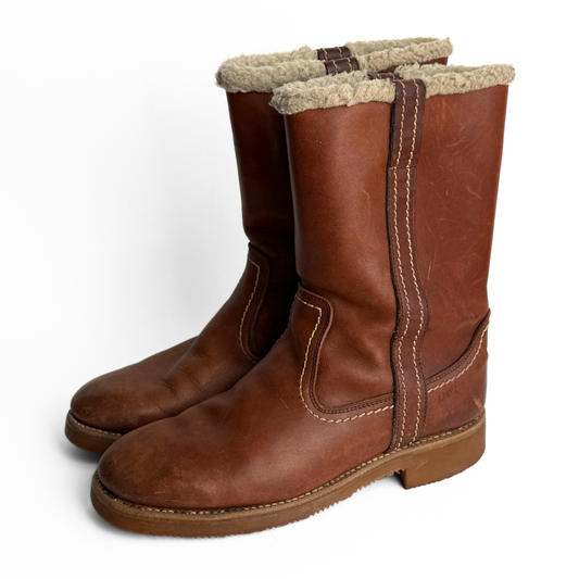 1970s Brown Sherpa Insulated Leather Boots (9)