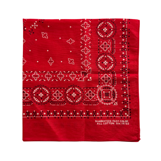 1960s Red Geometric Print Cotton Bandana