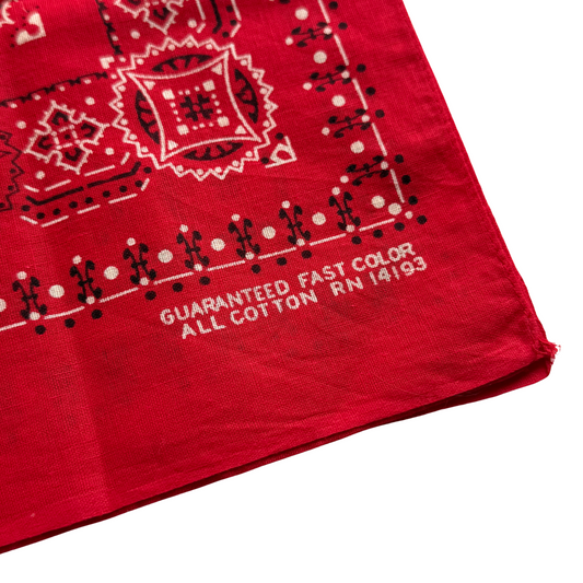 1960s Red Geometric Print Cotton Bandana