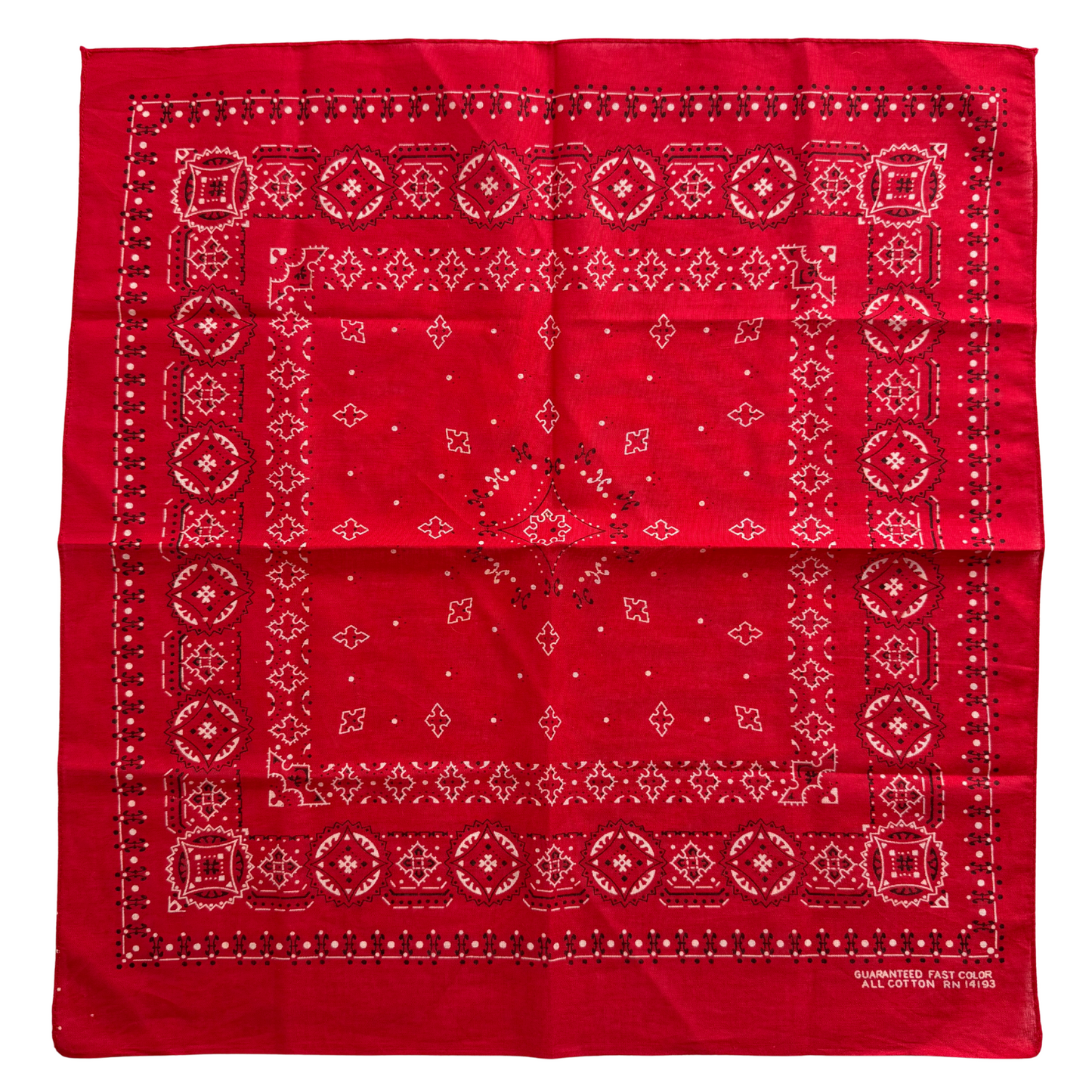 1960s Red Geometric Print Cotton Bandana