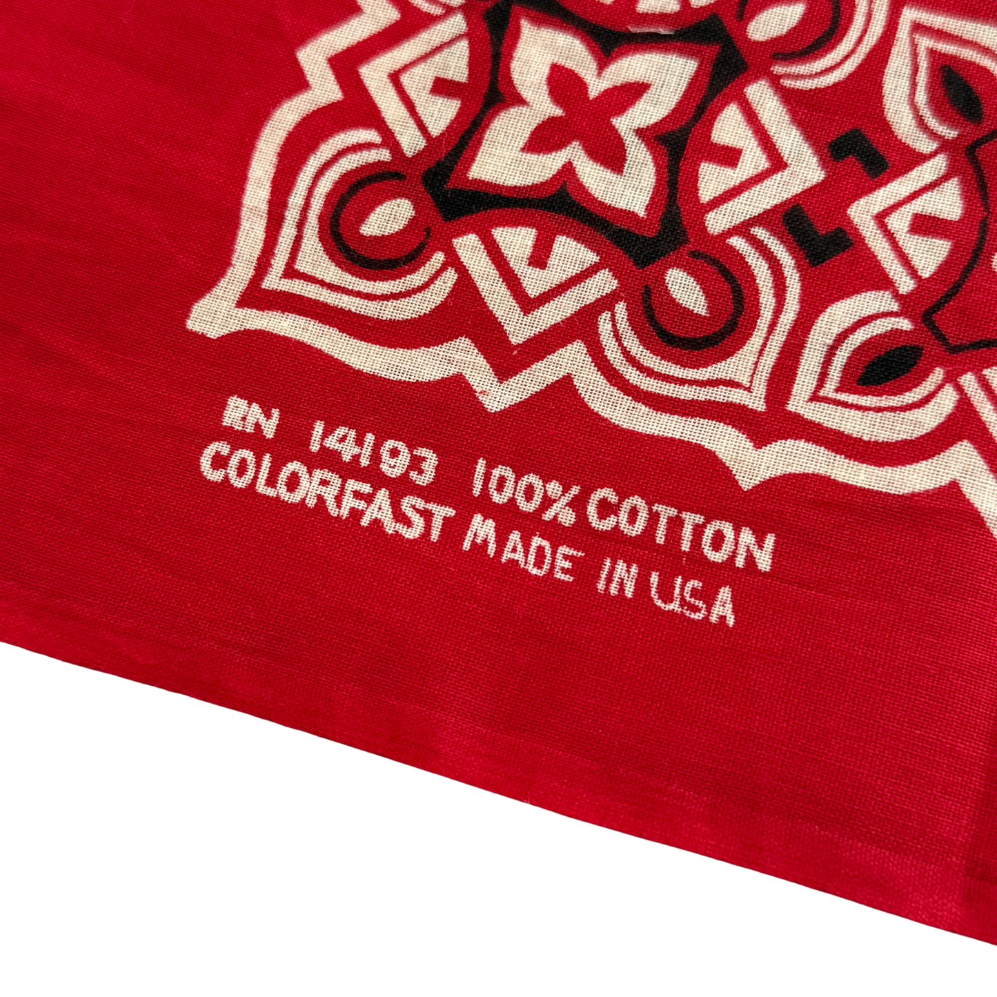 1970s Red Geometric Floral Print Cotton Bandana