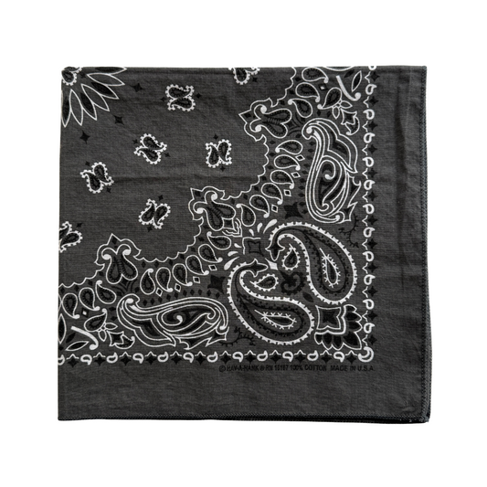 1980s Grey Paisley Print Cotton Bandana
