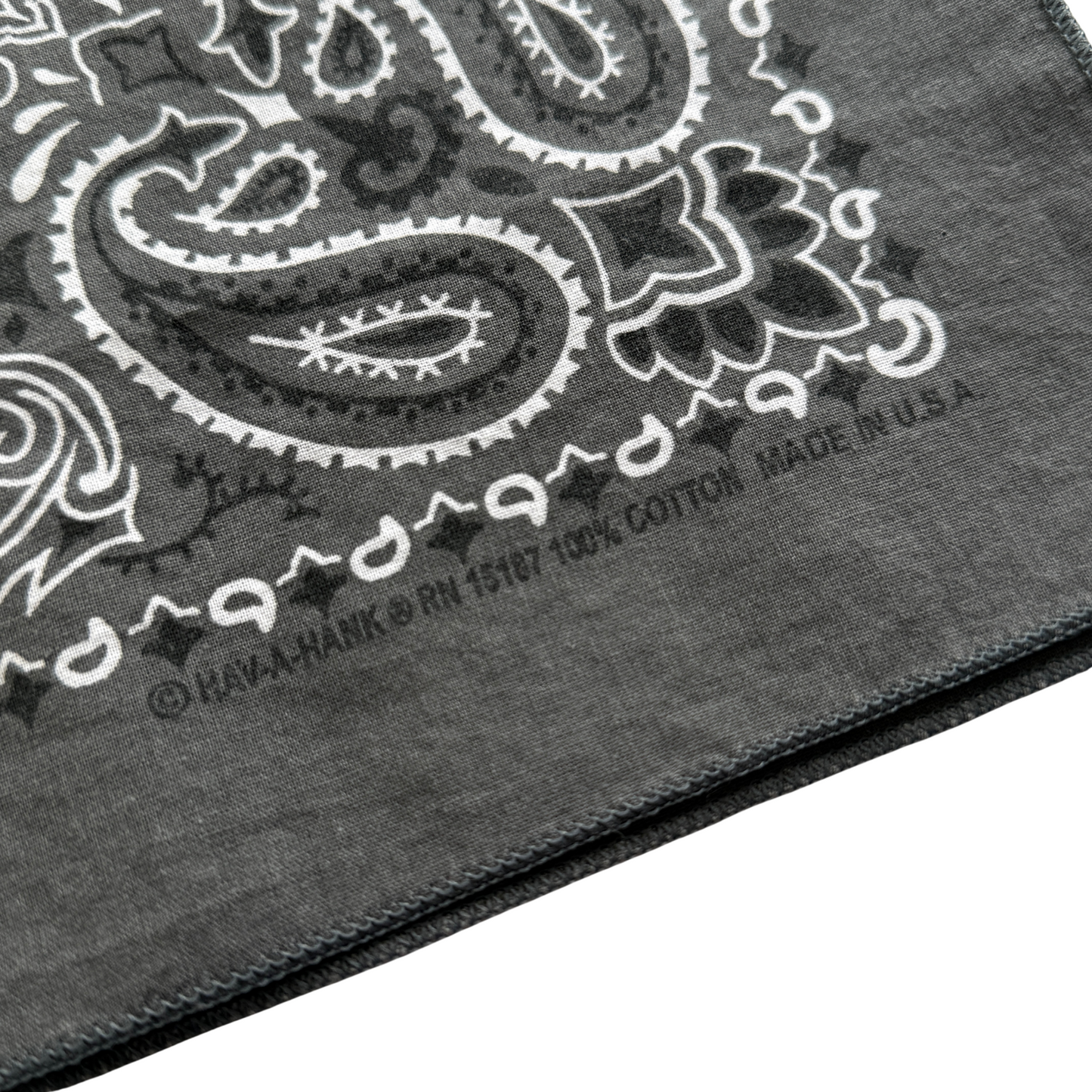 1980s Grey Paisley Print Cotton Bandana