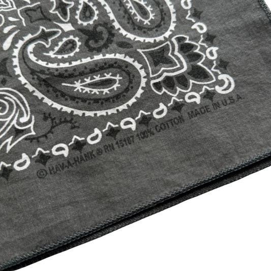 1980s Grey Paisley Print Cotton Bandana