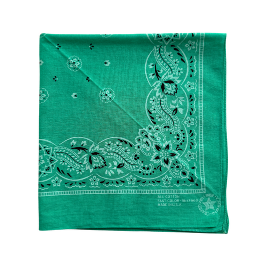 1980s Mint Green Paisley Print Cotton Bandana