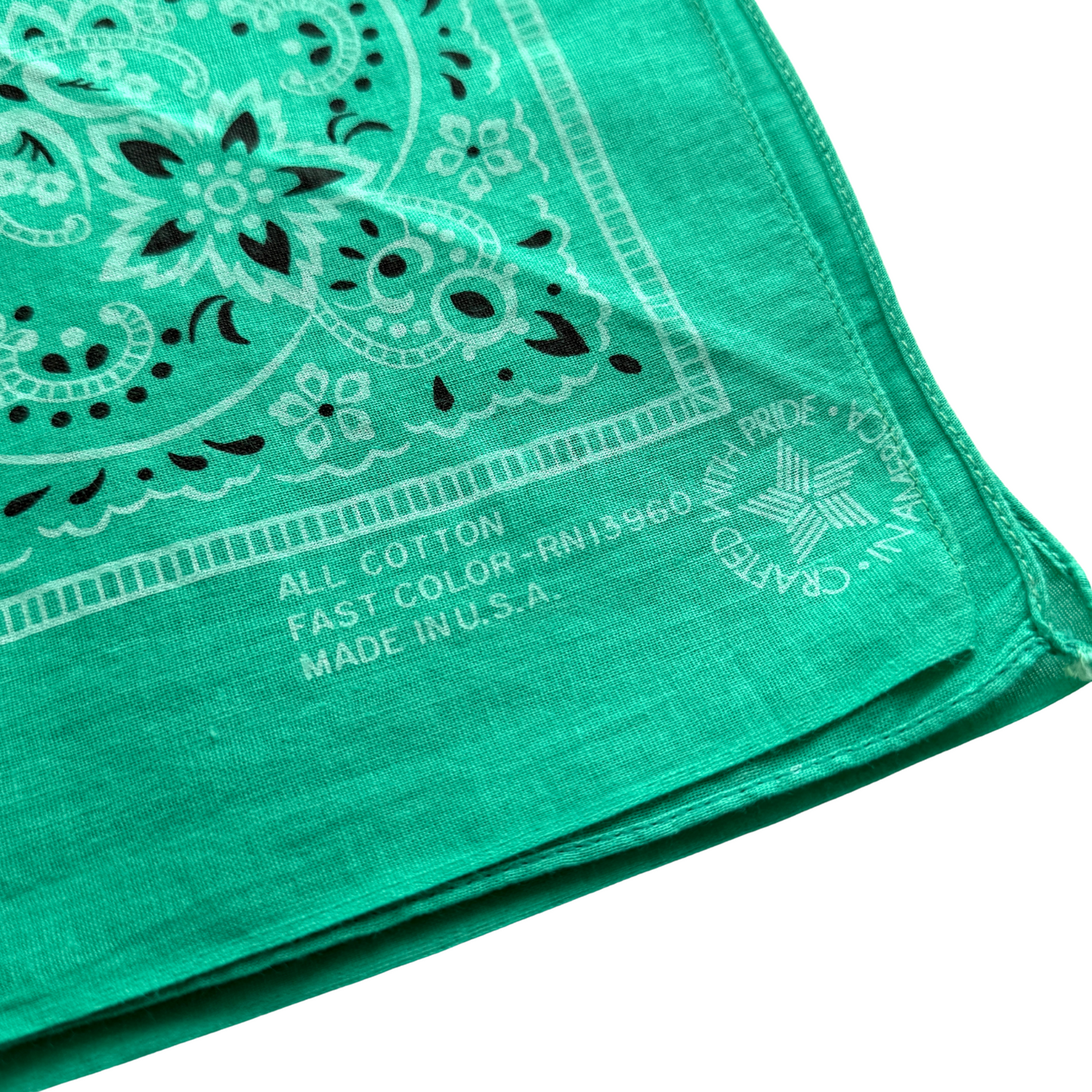 1980s Mint Green Paisley Print Cotton Bandana