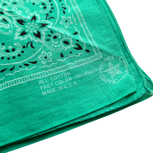 1980s Mint Green Paisley Print Cotton Bandana