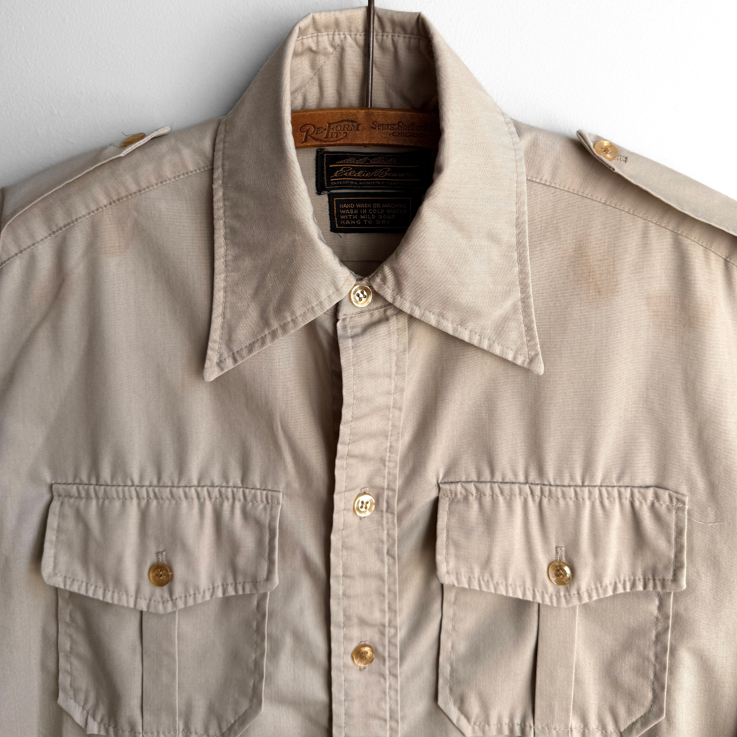 1980s Tan Military Officer's Shirt