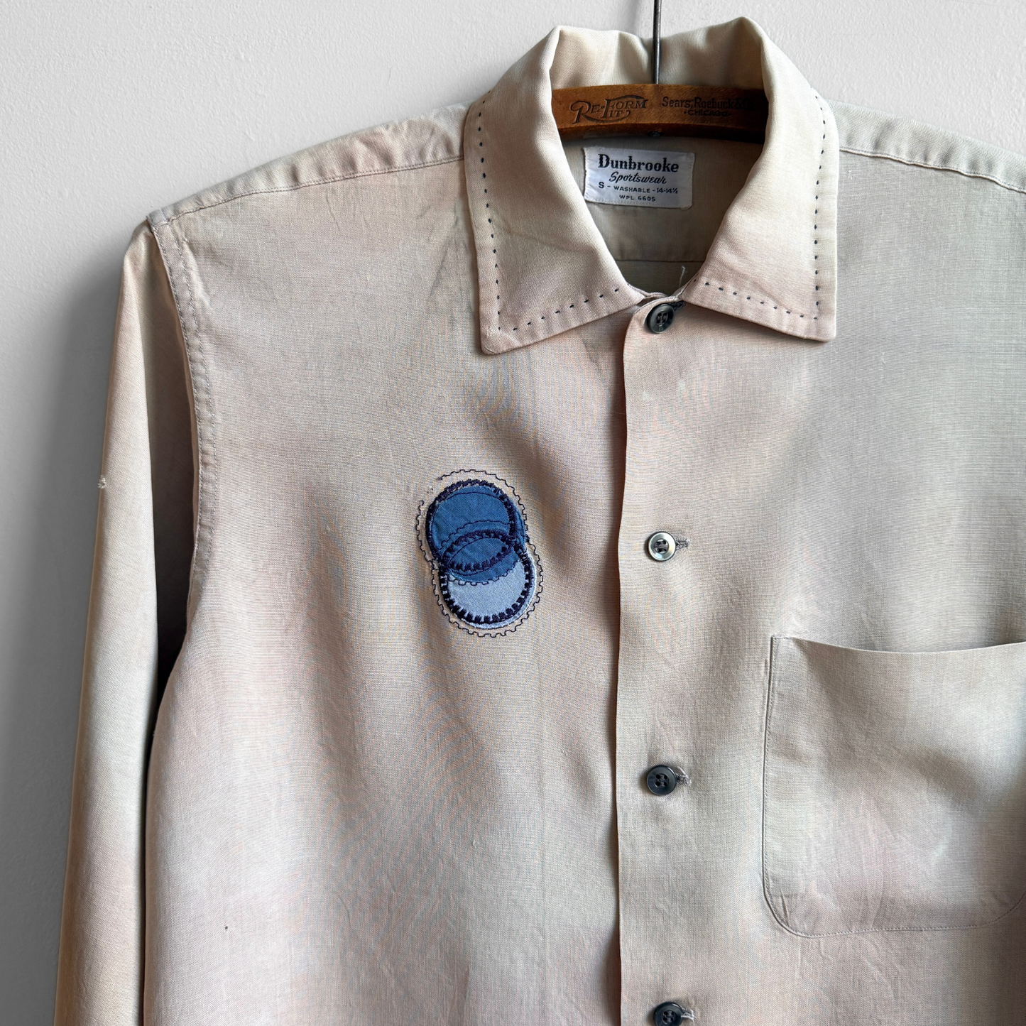 1960s Dye Faded Rayon Embroidery Shirt