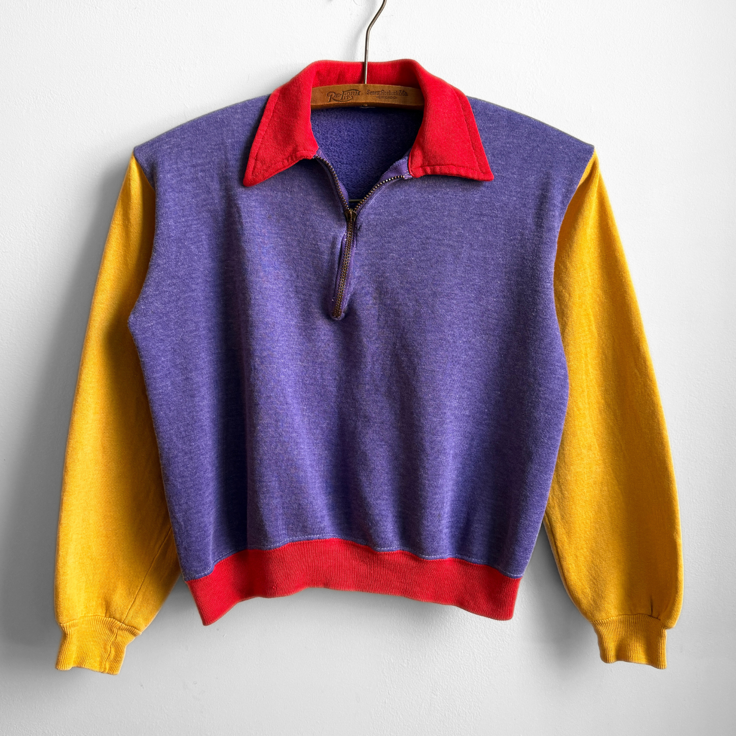 1970s Tri-Tone Zip Collar Sweatshirt