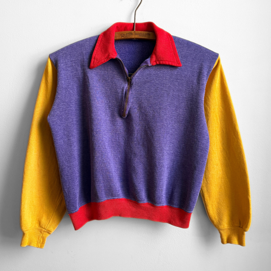 1970s Tri-Tone Zip Collar Sweatshirt