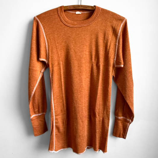 1970s Orange Knit Thermal Long Sleeve