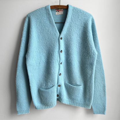 1960s Light Blue Mohair Knit Cardigan
